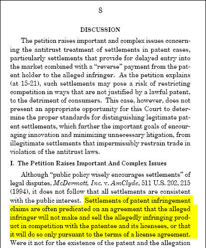 Yes, the Justice department is saying. Under ordinary circumstances, these settlements would violate antitrust law.