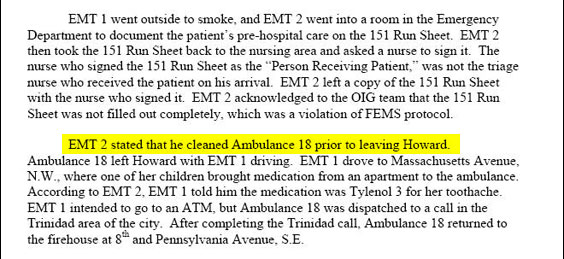 One question I wish the IG investigators had thought to ask: Was there blood in Ambulance 18? How much?
