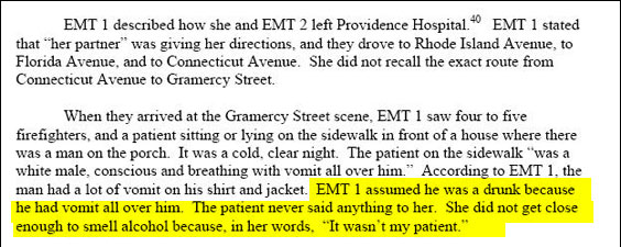 Er, that would be "He," not "It." "EMT 1," who comes off worse than anyone else in the IG report, has been fired.