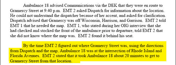 That means the ambulance didn't arrive until nearly an hour after Rosenbaum was found.