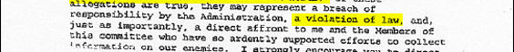 It's not clear whether Hoekstra's saying the mystery intel program violates the law or whether he's saying Bush's failure to inform Congress about its existence does so. From the context, though, he probably means the latter.