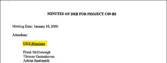 Dispute Review Board members. Typically DRBs have three members.