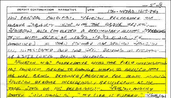 "S[uspect]/Gibson was cooperative with the field investigation. His conduct begn to change when I advised him he was being detained/arrested for drunk driving. S/Gibson became increasingly belligerent as he took stock of his predicament. S/Gibson angrily stated, [unintelligible] 'My life is fucked.' "