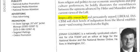 Methinks Doubleday doth protest too much. This is the second time in a relatively small space that the promo copy praises the research that went into this book. I smell a clip job.
