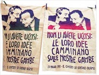 Sheets commemorating Giovanni Falcone and Paolo Borsellino