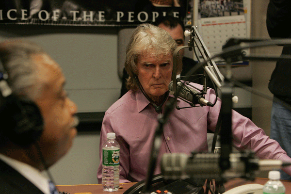 Don Imus talks with the Rev. Al Sharpton on Sharpton's radio show.