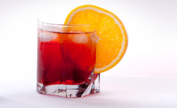 Negroni cocktail using Campari. Click image to expand.