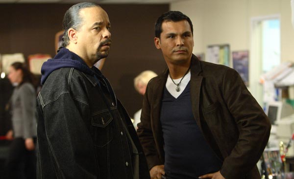 Ice-T as Detective Odafin Tutuola and Adam Beach as Detective Chester Blake on Law & Order: SVU.