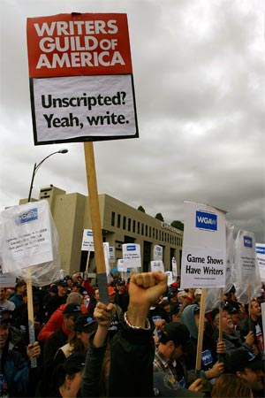 Writers on strike.