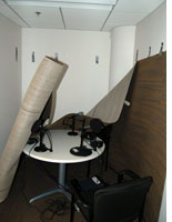 The soundproofing is still a work in progress