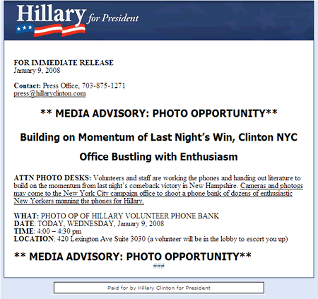 Screenshot of Clinton campaign e-mail.