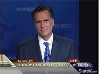 Still of Mitt Romney at the debate © 2008 MSNBC. Still of Mitt Romney at the debate © 2008 MSNBC.