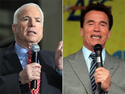 Photograph of John McCain by Don Emmert/AFP/Getty Images. Photograph of Arnold Schwarzenegger by Doug Pensinger/Getty Images.