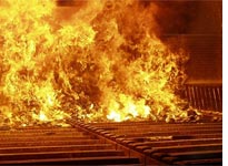 A moving grate incinerator. Click image to expand.