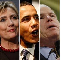 Hillary Clinton, Barack Obama, and John McCain