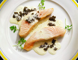 Salmon with caviar.