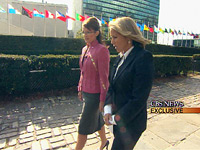 Photograph of Sarah Palin and Katie Couric by CBS News.
