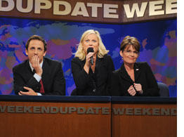 Still of Seth Meyers, Amy Poehler, and Gov. Sarah Palin on Saturday Night Live by Dana Edelson.