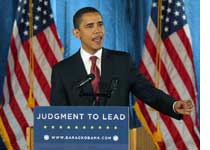 Photograph of Sen. Barack Obama by Marc Hall/Getty Images.