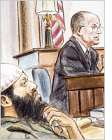 Courtroom drawing of Zacharias Moussaoui by Art Lien/AFP/Getty Images