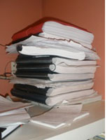 A pile of drafts. Photo by author.