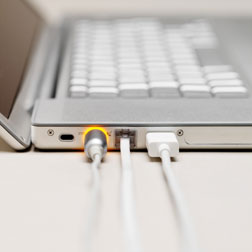 Laptop being charged.