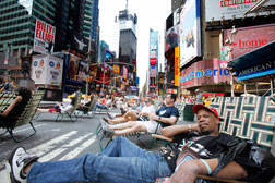 Lounging in Times Square. Click image to expand.