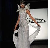 Still of Celine Chua modeling Nicolas Putvinski's look by Mike Yarish/Lifetime Television.