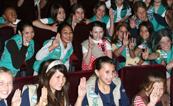 Actress Abigail Breslin, center, and members of The Girl Scouts of the USA. Click image to expand.
