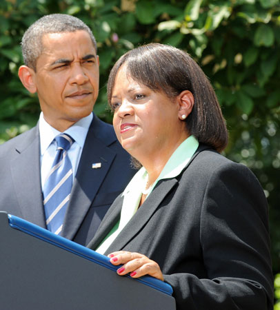 Barack Obama and Dr. Regina Benjamin, the president's nominee to be surgeon general.