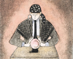 Illustration of a person looking in a crystal ball by Digital Vision/Getty Images.