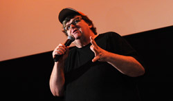 Filmmaker Michael Moore at Landmark's Sunshine Cinema on July 9, 2010 in New York City. Click image to expand.