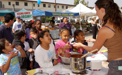 Children at a farmers market in Los Angeles, CA.