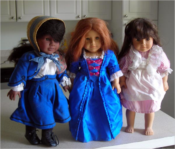 One Slatester's childhood Addy, Felicity, and Samantha dolls.