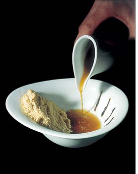 Frozen foie gras quinoa with consommé