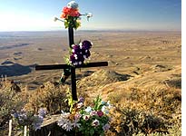 A roadside cross overlooking the Wind River Basin. 