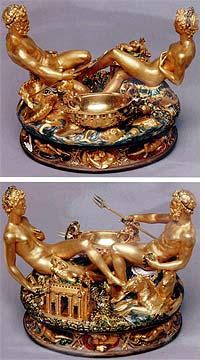 Have you seen this saltshaker? Two views of the stolen Cellini