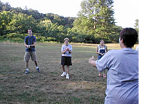 We wore our new shirts for the camp egg toss