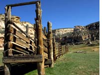 A homestead site is lost in the spectacular scenery.