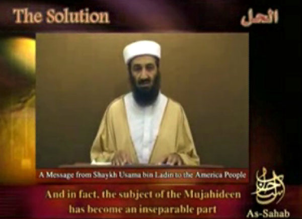Osama Bin Laden in a recently released video.
