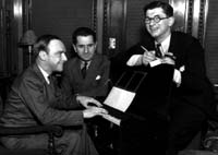 Irving Caesar (r) with composers Ray Hendersen (l) and Jack Yellen (m)
