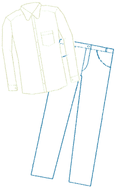 Detail of shirt and trousers