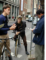 A courier pleads with a cop