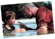 Finn, age 10 (Jeremy James Kissner), and Lustig (Robert De Niro) in Great Expectations
