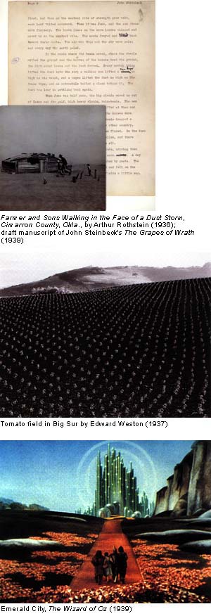 Grapes of Wrath and dustbowl image; tomato field; Emerald City