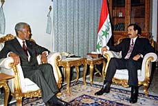 Talking the talk: Annan with Saddam