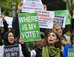 Iranian people demonstrate. Click image to expand.