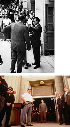 Top: Wallace in real life; bottom: scene from the TV movie