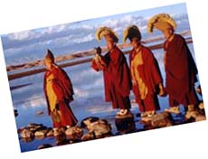 The Dalai Lama (Tenzin Thuthob Tsarong) with monks