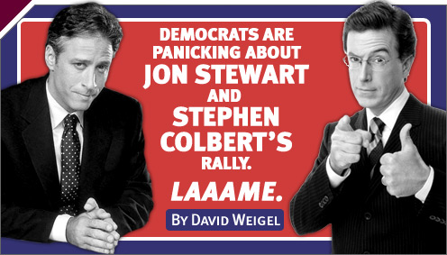 Politics: Democrats Are Panicking About Jon Stewart and Steven Colbert's Rally. La-a-ame.